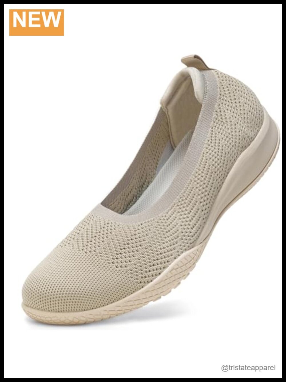 Women's Knit Slip On Flats Comfortable Walking Sneakers Low Wedge Ballet Shoes